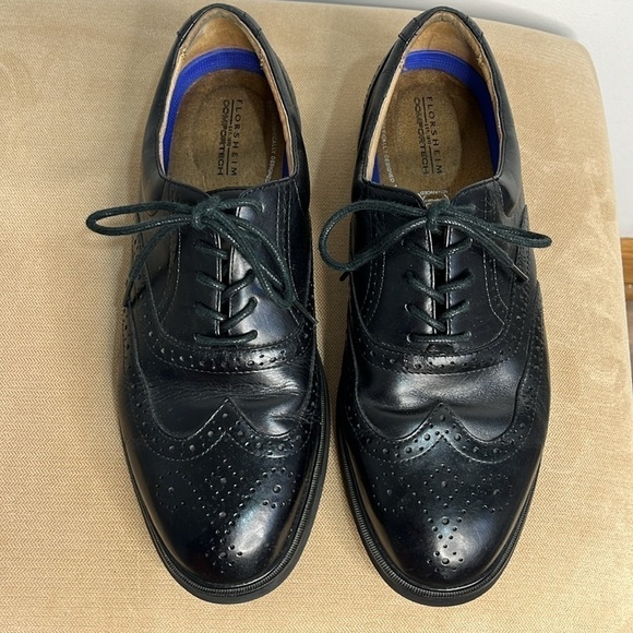 Florsheim Comfort Tech Men's 9 D Dress Shoes Bristow Wing Tip Black Oxfords - Picture 15 of 15